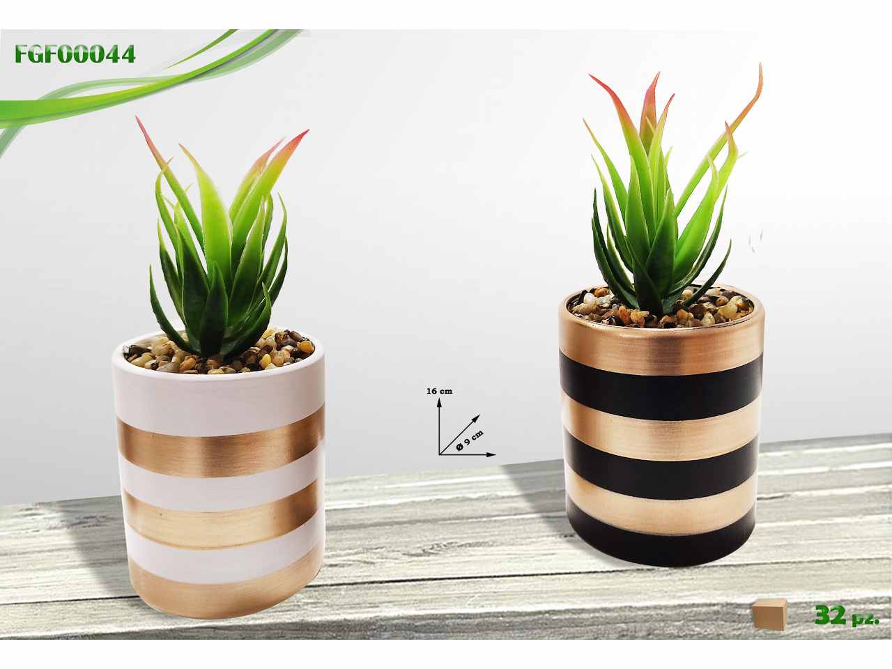 Piantina con vaso oro in ceramica