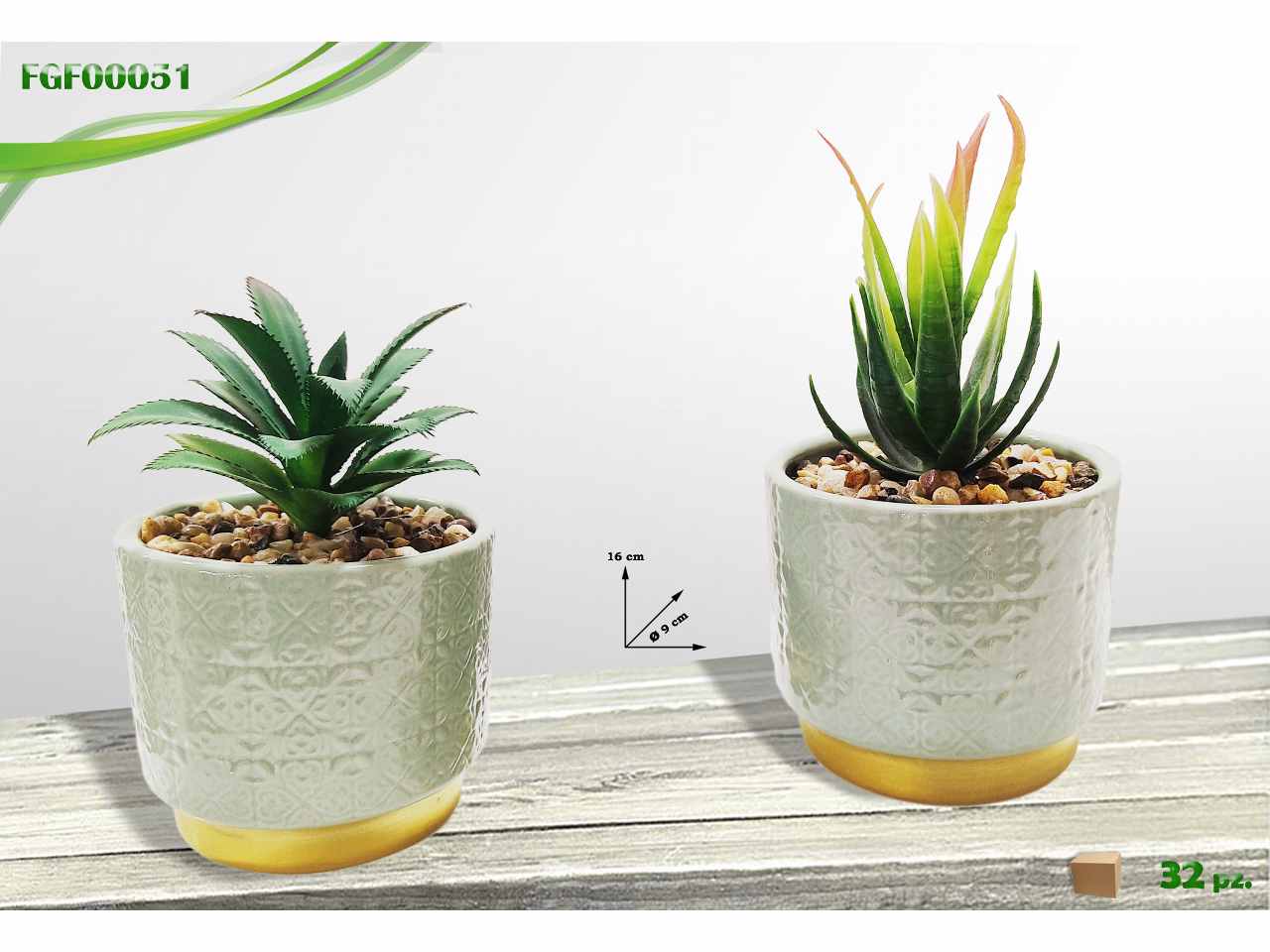Piantina con vaso verde in ceramica