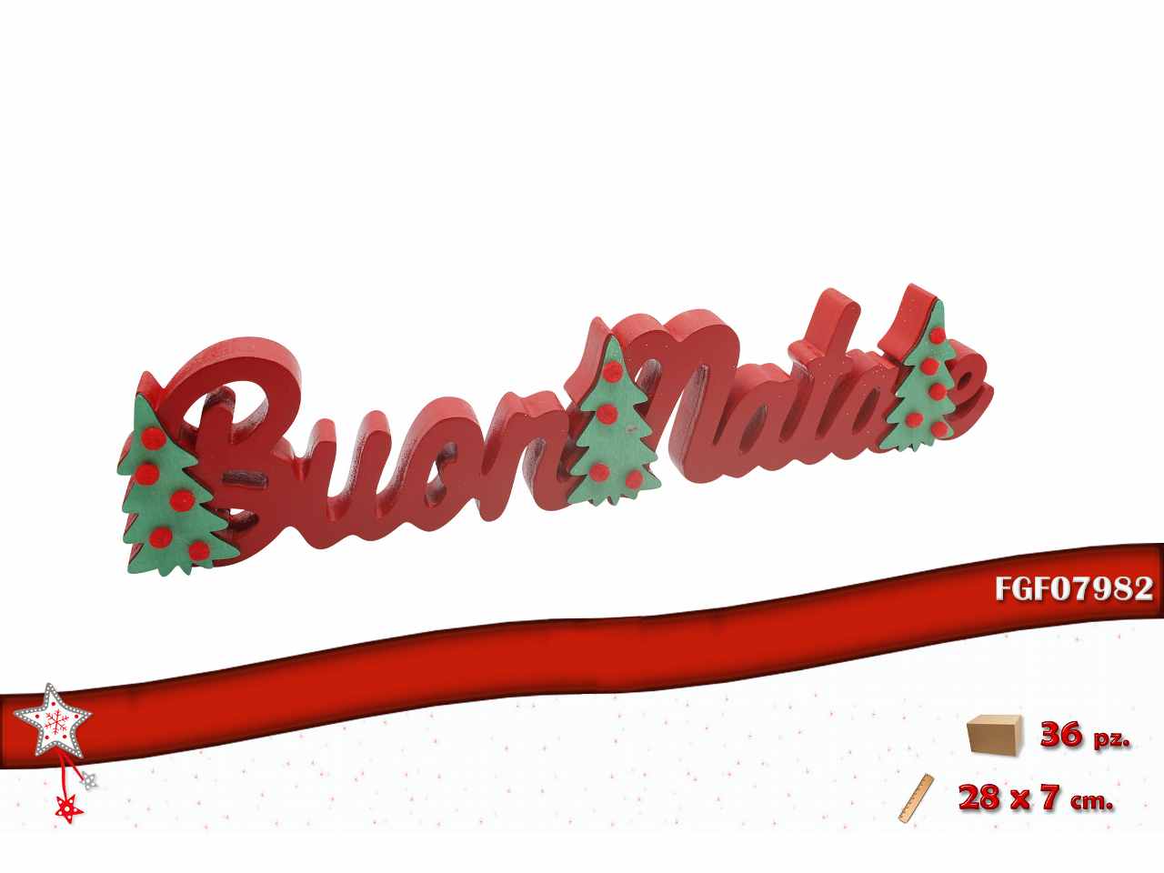 Scritta legno buon natale 28x7cm