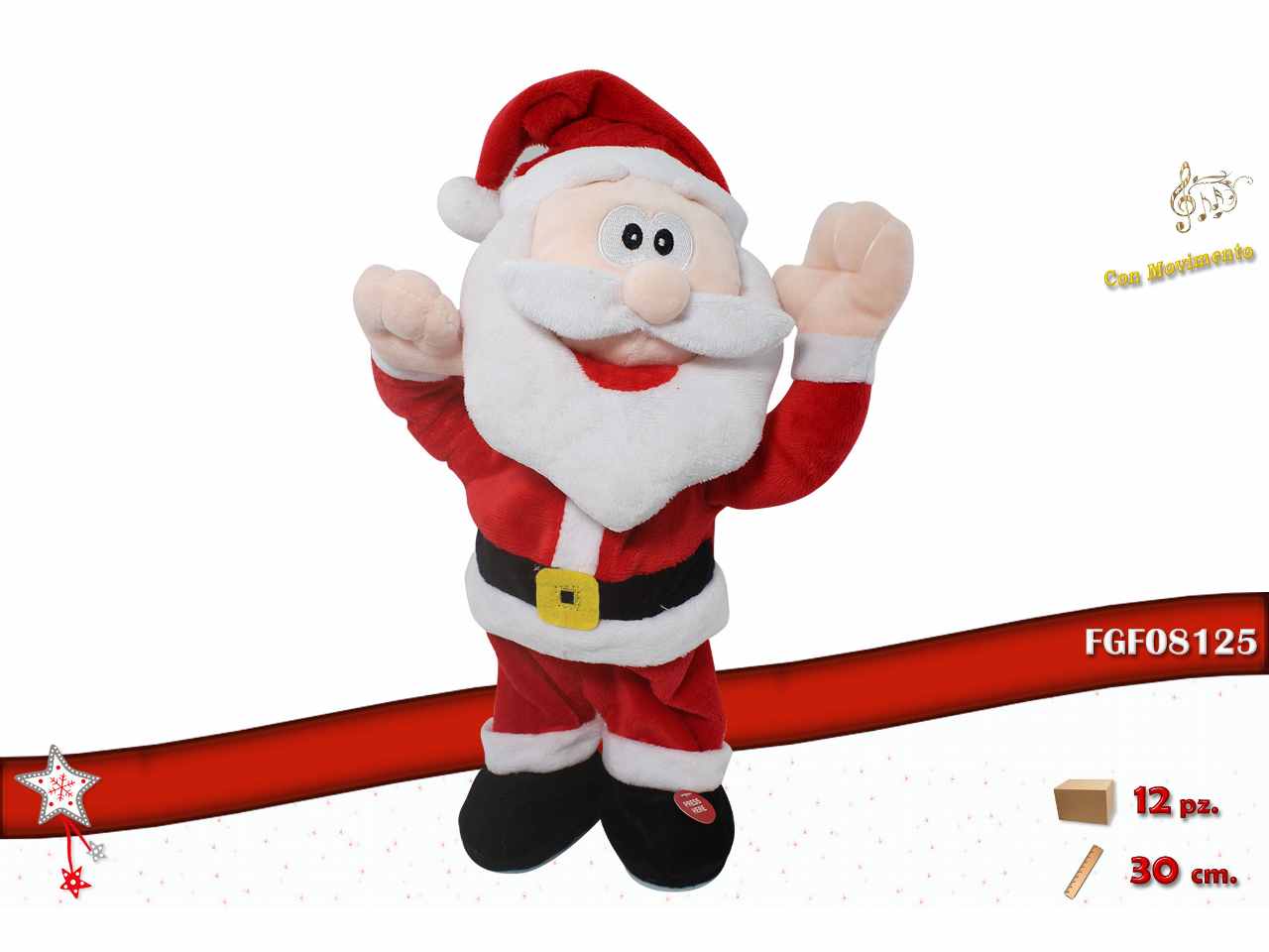Babbo natale con movimento e musica 30cm
