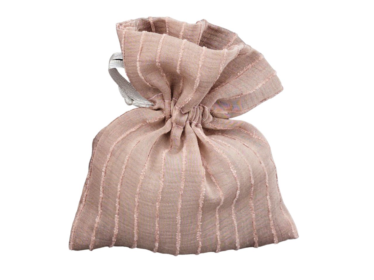 sacchetto rettangolare in organza colore rosa antico rigato