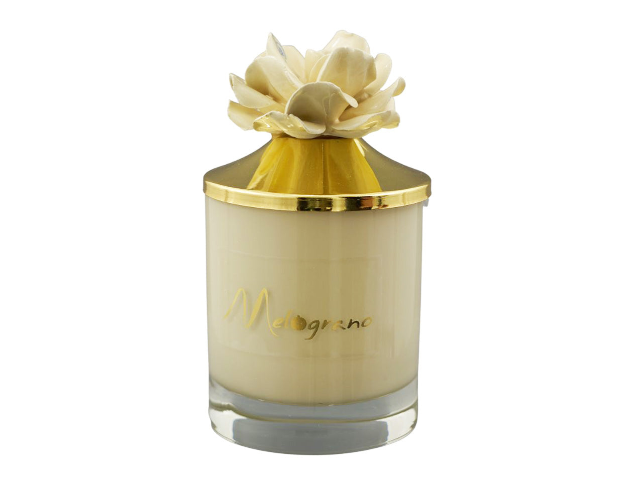 Candela visone liscia con fiore capodimonte