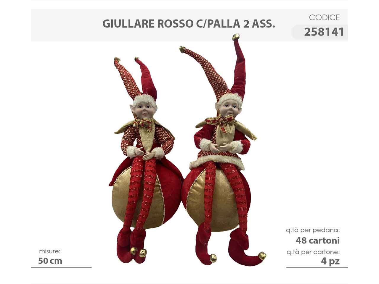 Giullare 50cm rosso con palla 258141
