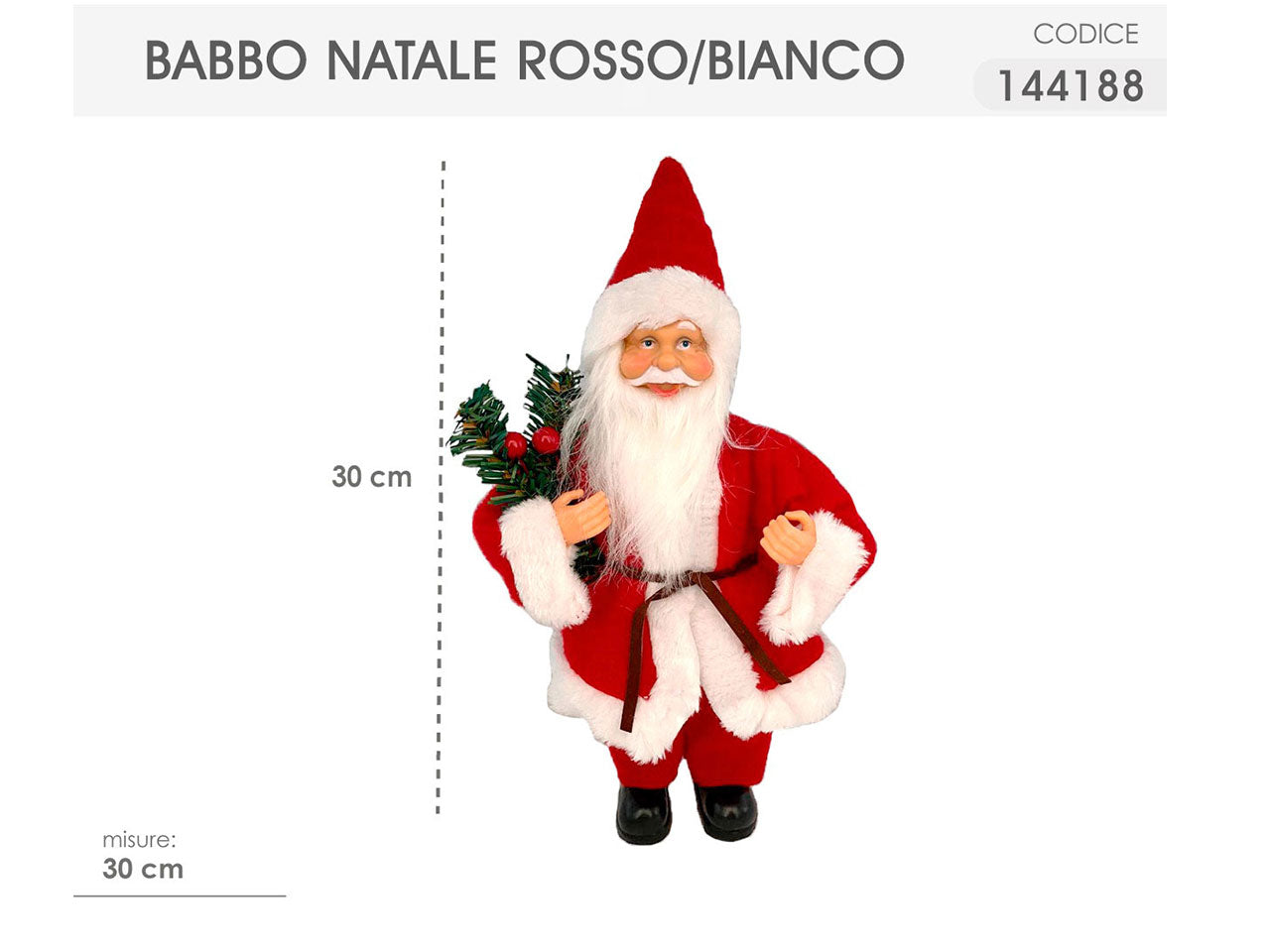Babbo natale 30cm rosso bianco