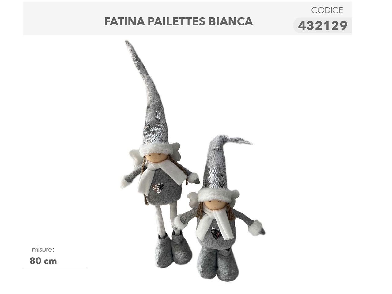 Fatina con paillettes bianca 80cm