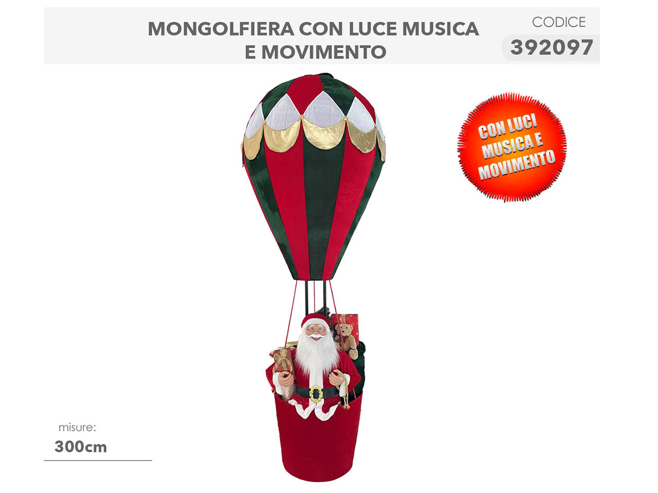 mongolfiera 300cm con luci, musica e movimento