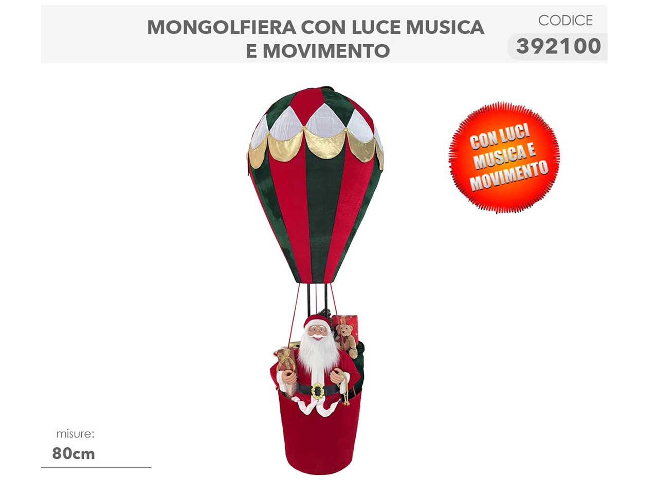 mongolfiera 80cm con luci, musica e movimento