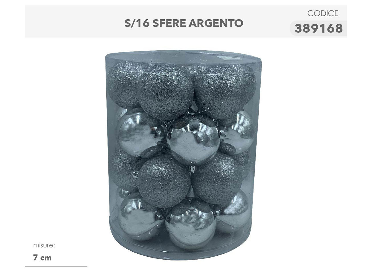 Sfere d.7cm 16pezzi argento