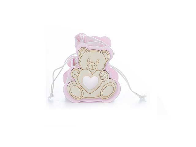 sacchetto c/orso h.9 rosa .acz583/g