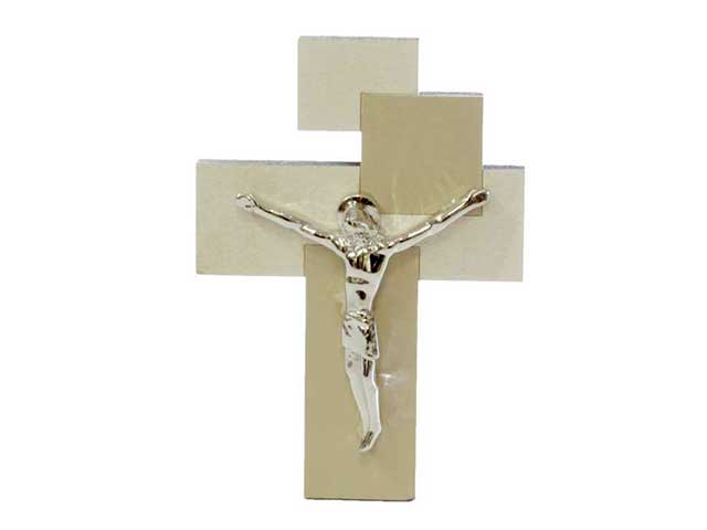 croce legno c/cristo argento h.13cm rb842/s