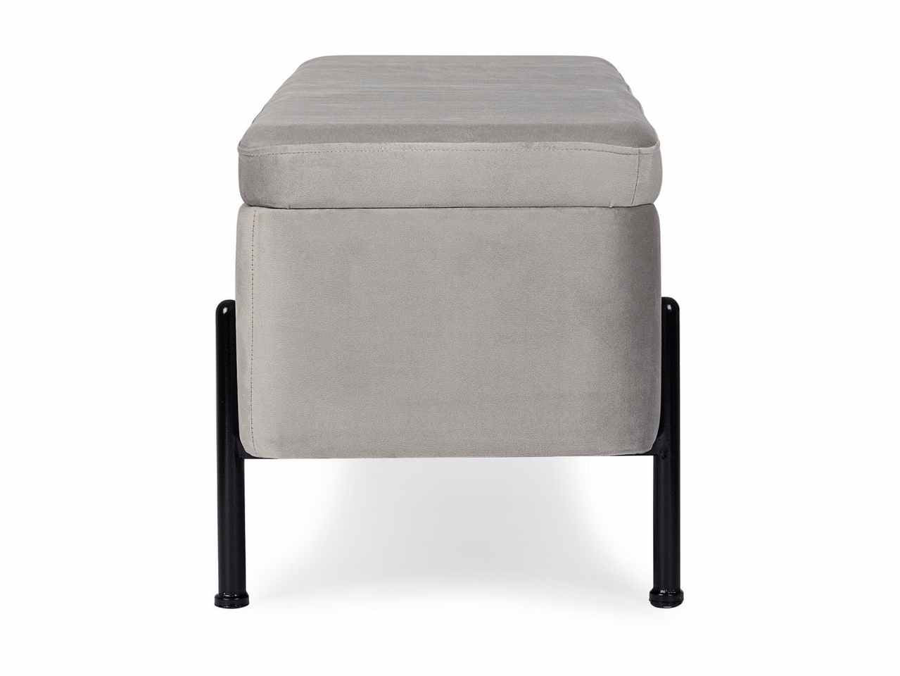 Panca nero in multistrato colore grigio chiaro effetto velluto 110x42xh.42cm
