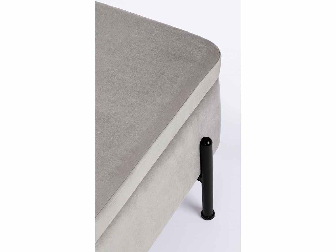 Panca nero in multistrato colore grigio chiaro effetto velluto 110x42xh.42cm