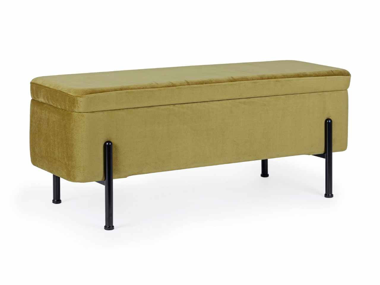 Panca nero in multistrato colore verde oliva effetto velluto 110x42xh.42cm