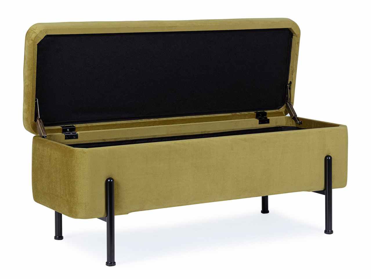 Panca nero in multistrato colore verde oliva effetto velluto 110x42xh.42cm