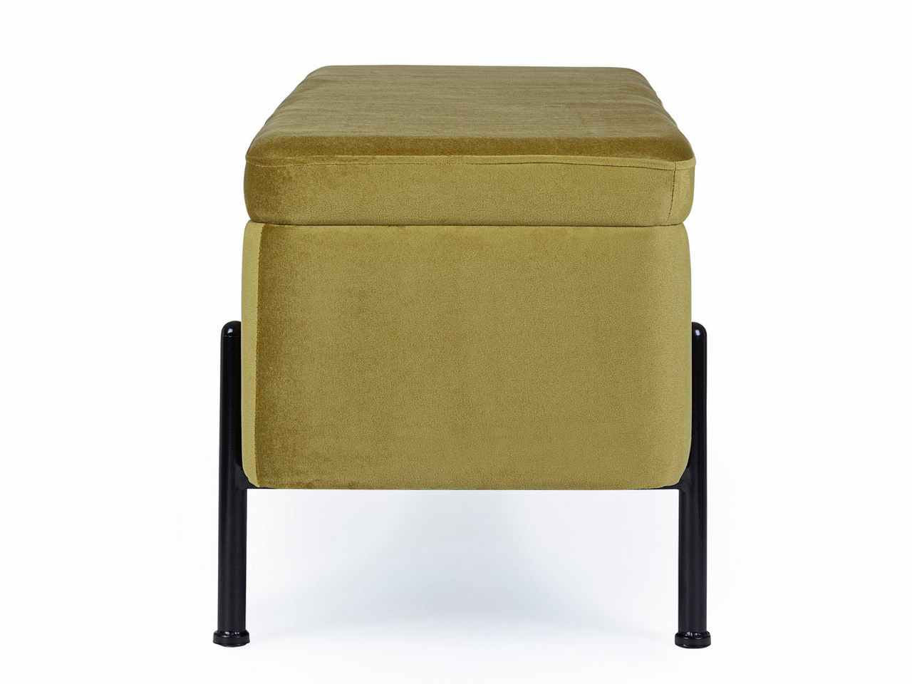 Panca nero in multistrato colore verde oliva effetto velluto 110x42xh.42cm
