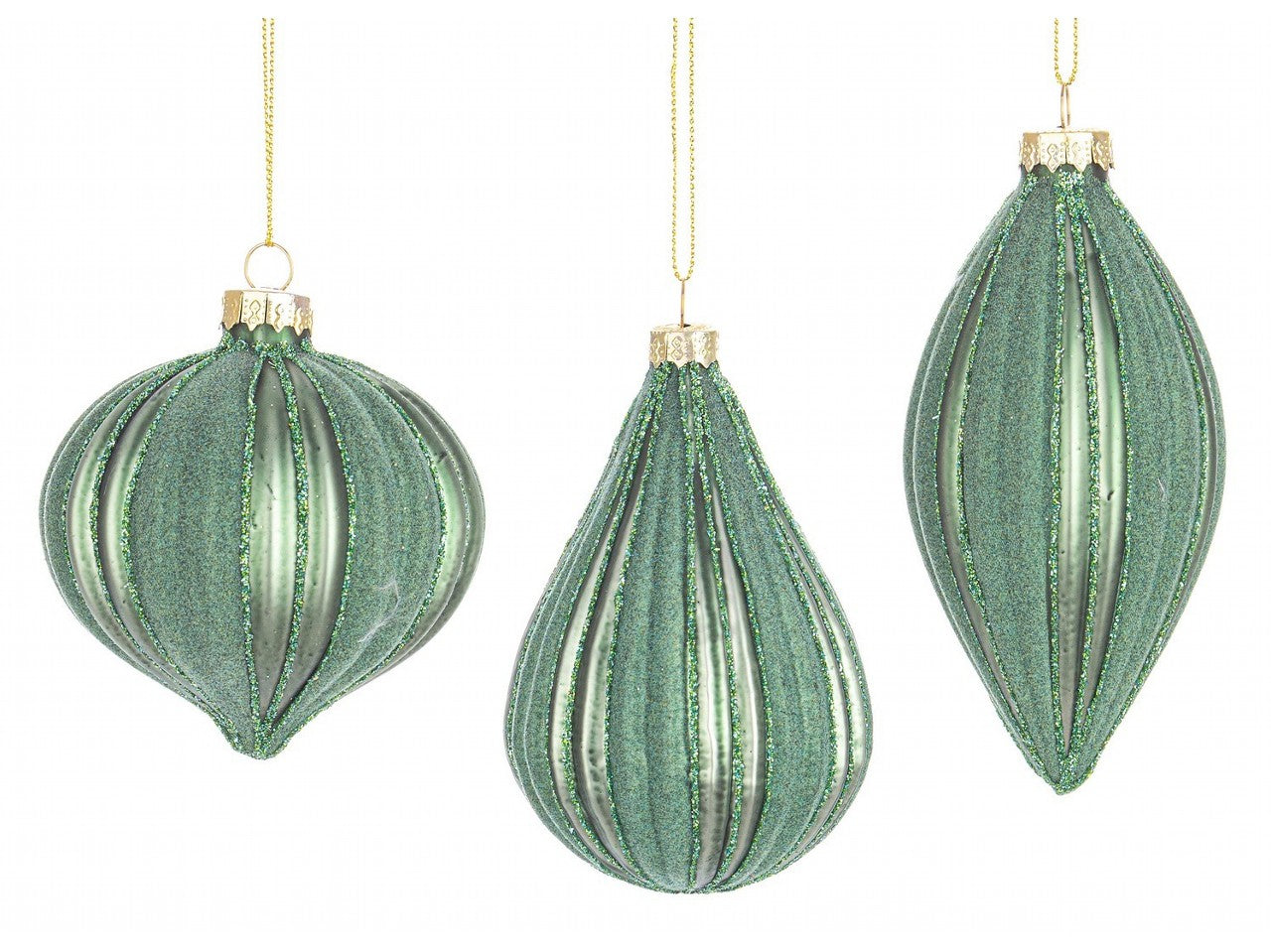 Pendente in vetro verde forme assortite
