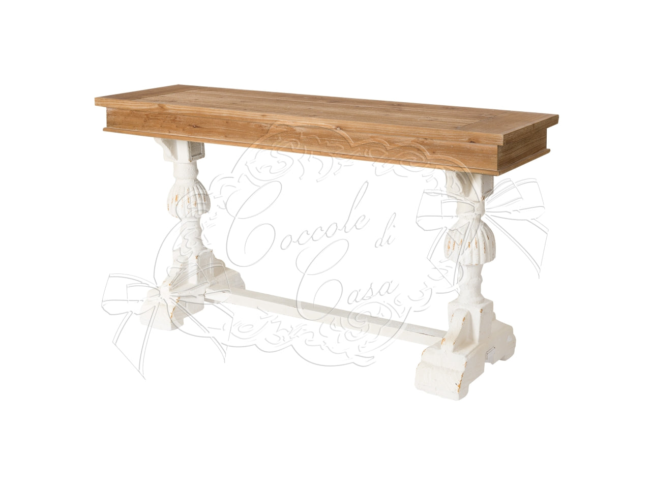 Consolle modello meredith con top naturale misure 150x46x79cm