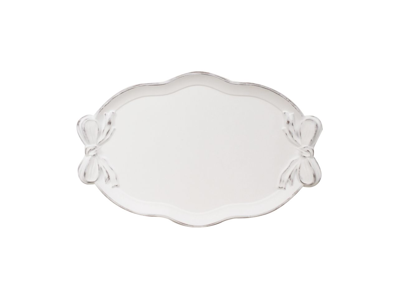 Vassoio smerlato ovale bianco 41x26cm