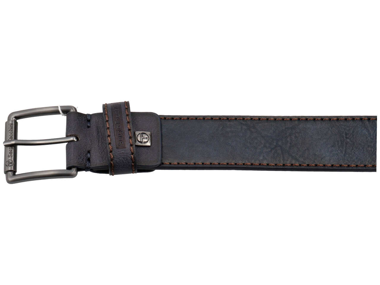 Cintura foderata in pelle colore blu