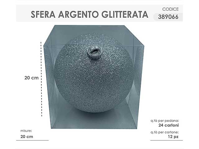 sfera d.20cm argento glitterata