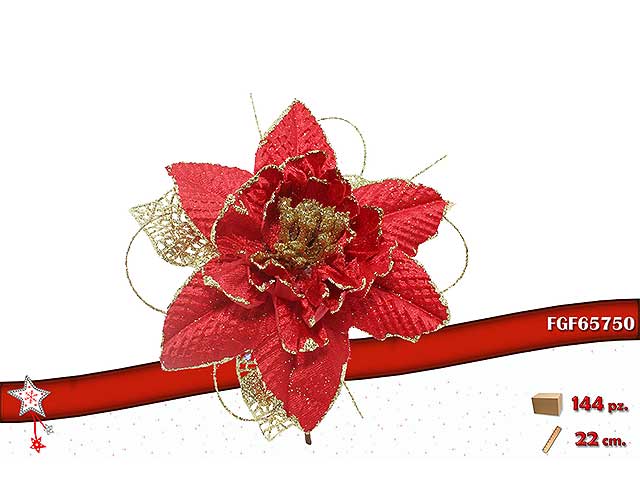 Fiore natalizio 22cm rosso