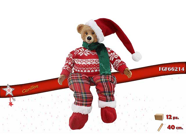 Orso seduto carillon 40cm scozzese