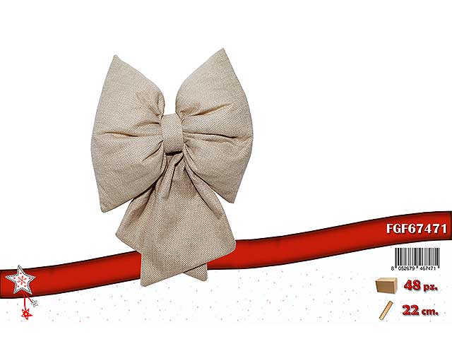 Fiocchi decorativi natalizi beige in tessuto 22cm