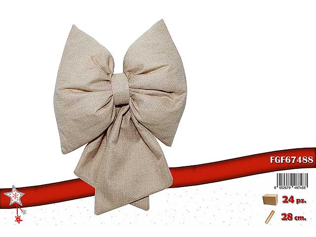 Fiocchi decorativi natalizi beige in tessuto 28cm