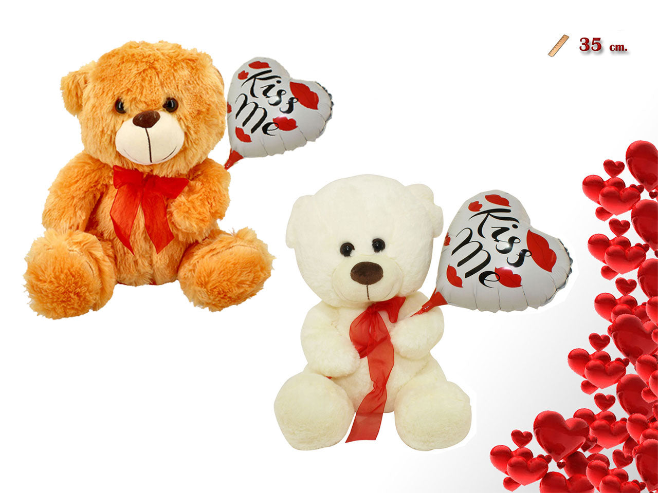 Peluche orso con palloncino assortito 35cm