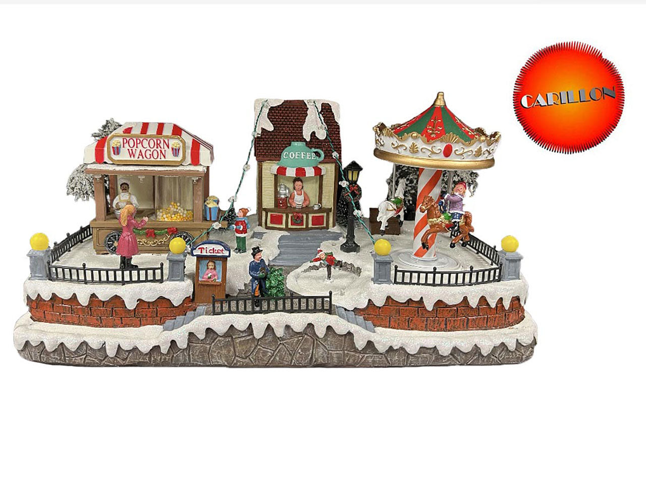 Giostrina villaggio carillon misura 43x23x22cm con luci e musica