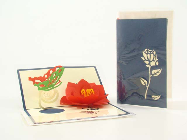 Biglietto origami rosa