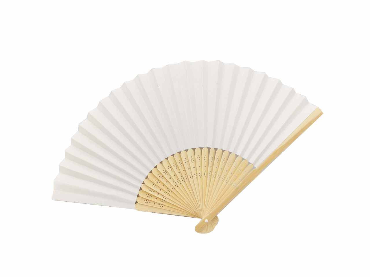 ventaglio in legno e carta bianco 23cm