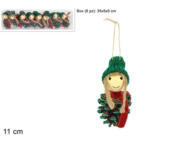 bambolina s/pigna 11cm 8 pezzi verde ro010417d