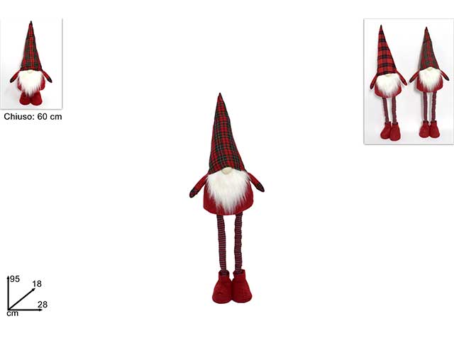 gnomo natalizio 95cm c/cappello scozzese
