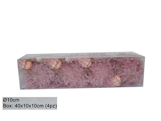 sfera bamboline 10cm 4 pezzi c/piume ro010554