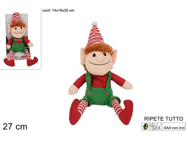 Elfo peluche ripetetutto 27cm gi009705