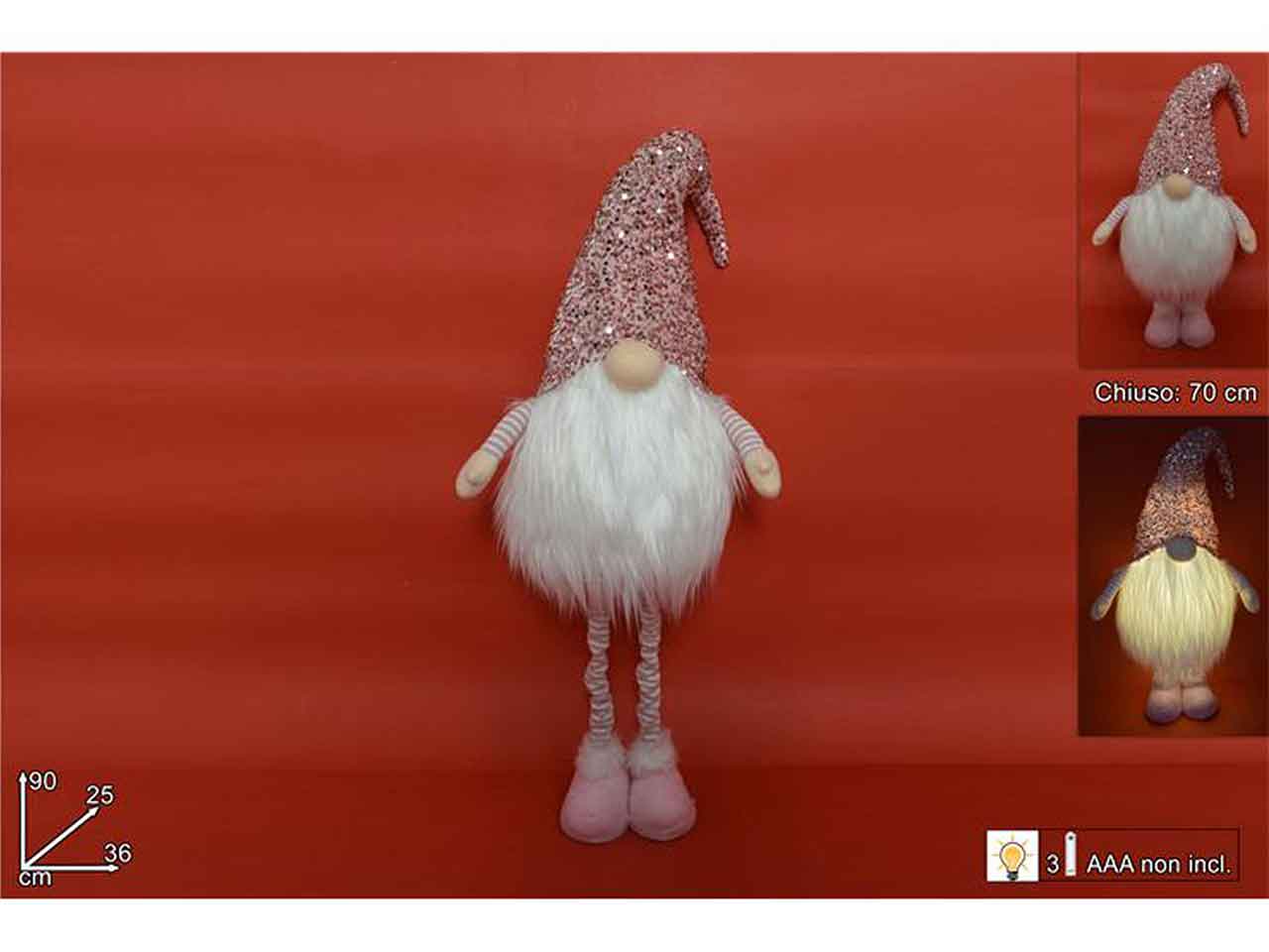 Gnomo 90cm con cappello rosa mo003043