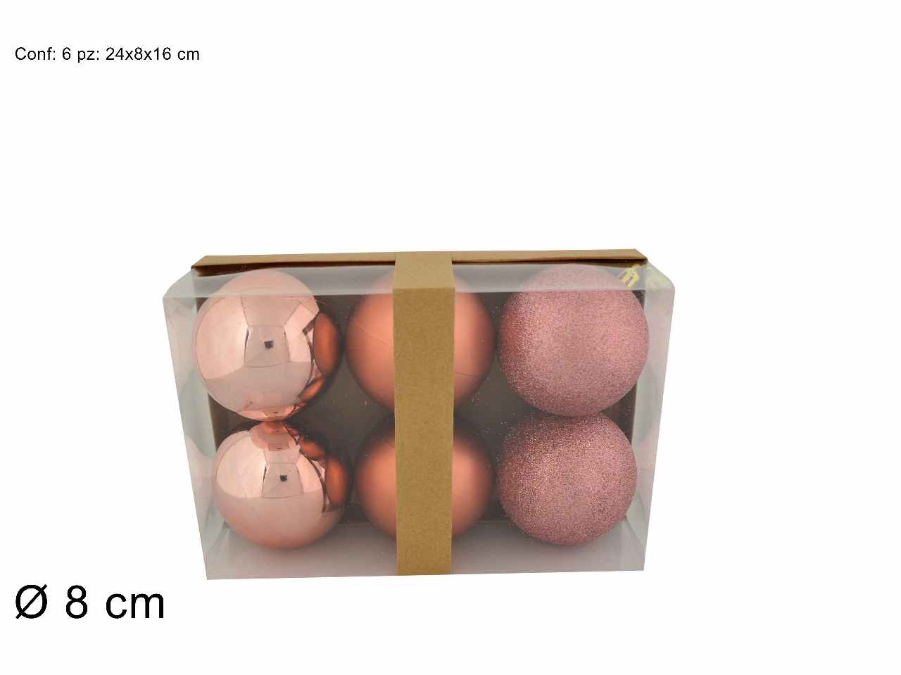 Sfera 8cm 6 pezzi rosa ca012899e