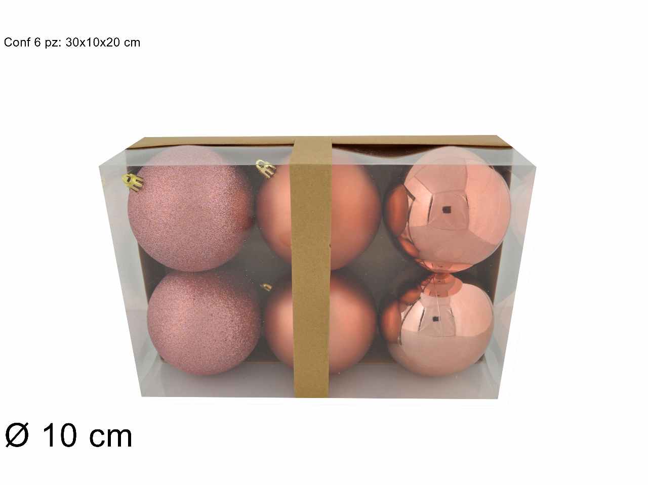 Palline natalizie rosa diametro 10cm - 6 pezzi