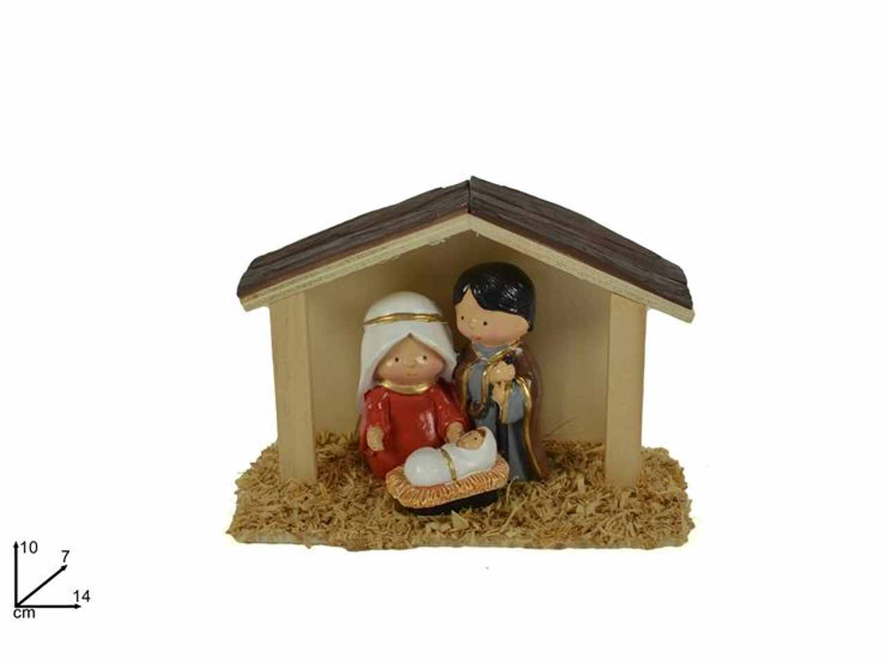 Nativita' con capanna legno 10x7x14cm
