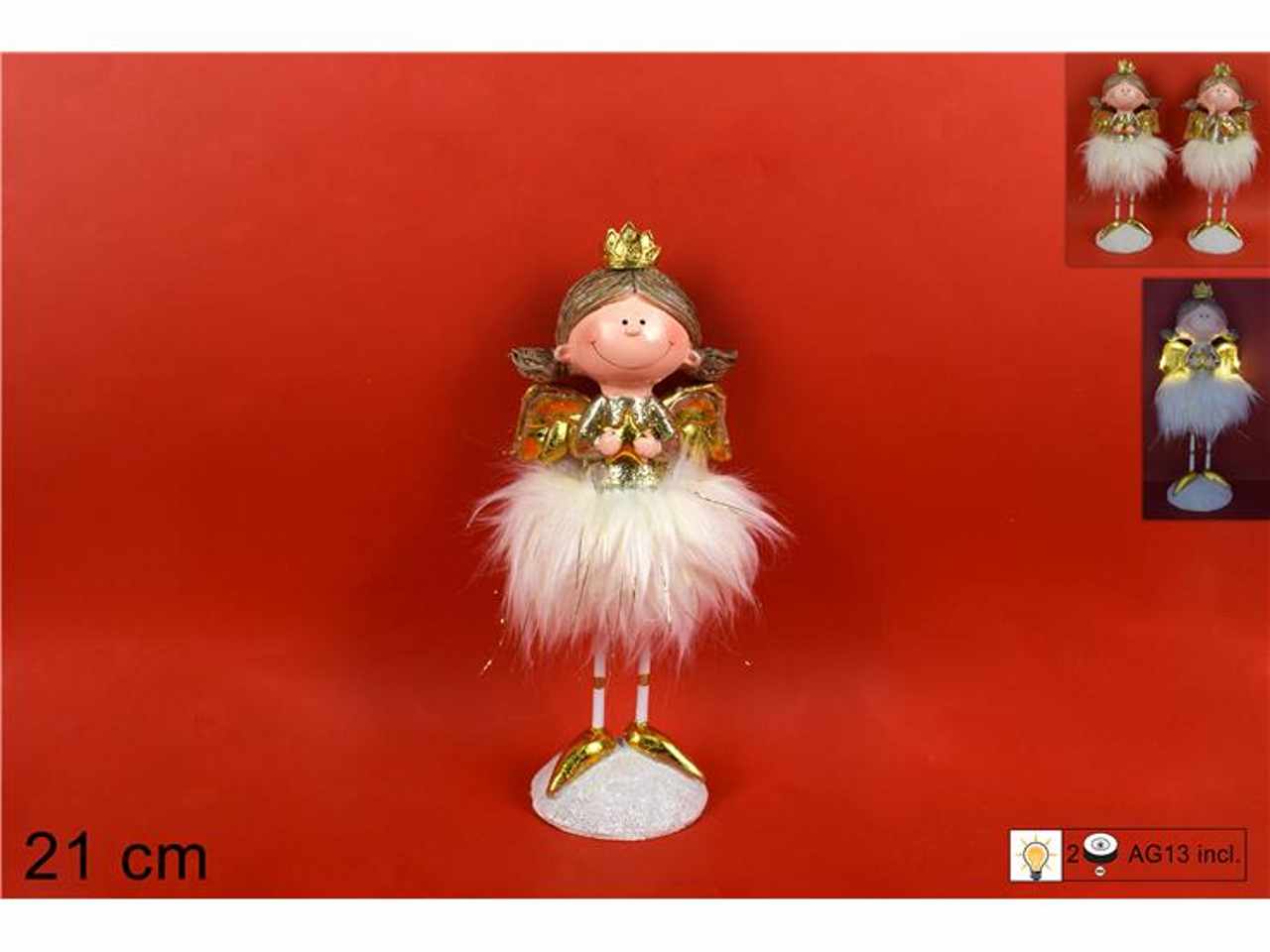 Angelo 21cm oro con pelliccia con luce