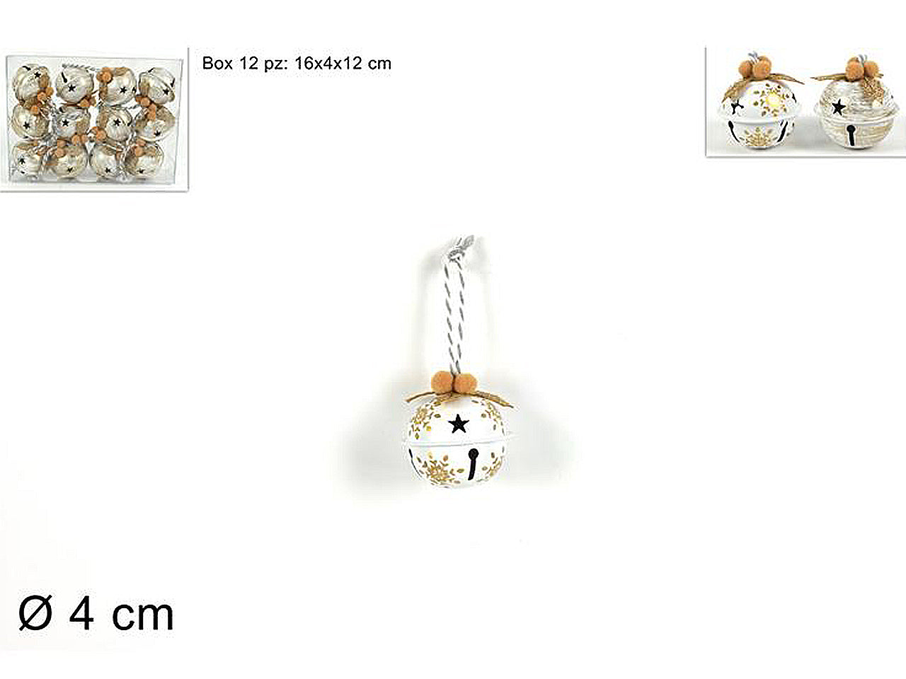 Pendente natalizio con bacche oro 4cm - 12 pezzi