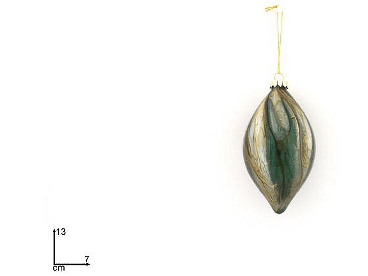 Palline natalizie ovale verde in vetro diametro 8cm