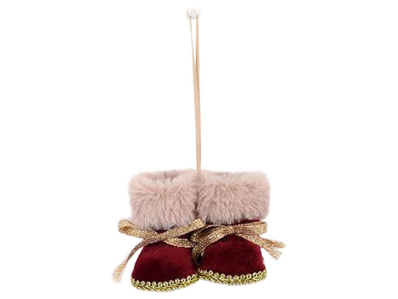 Pendente natalizio scarpette con pelliccia bordeaux