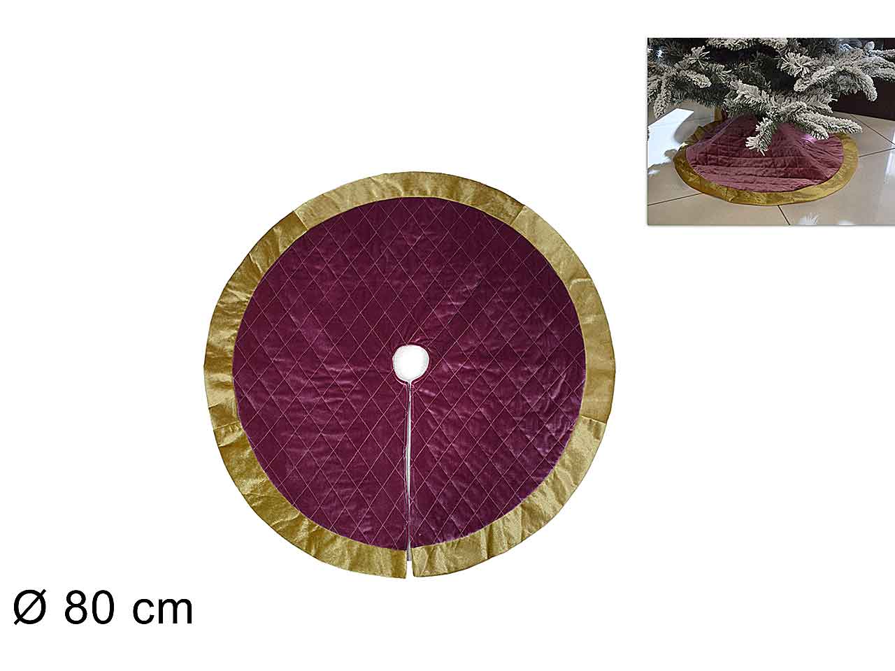Copribase per albero rosa in velluto 80cm