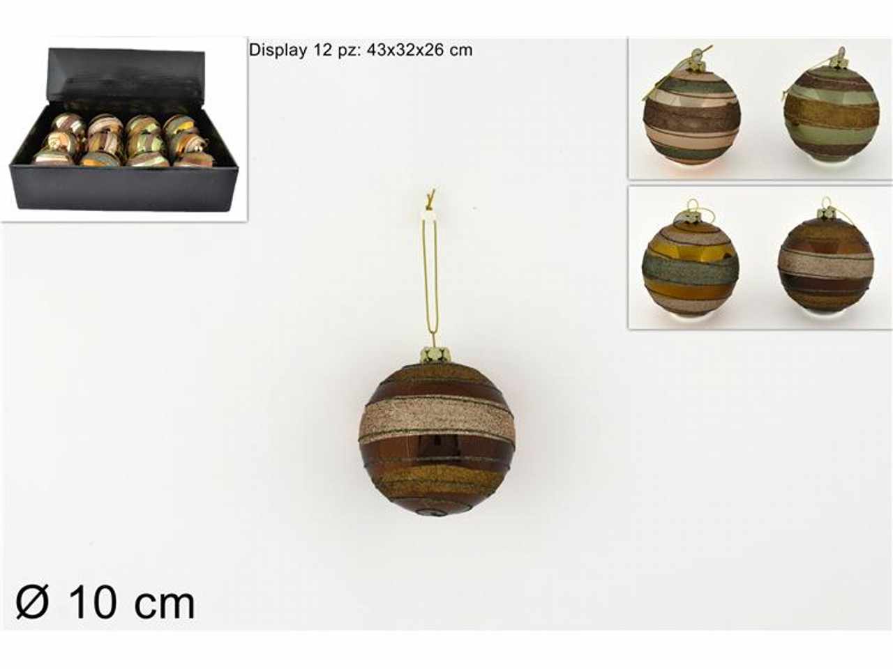 Palla in plastica d.10cm glitter righe al006039