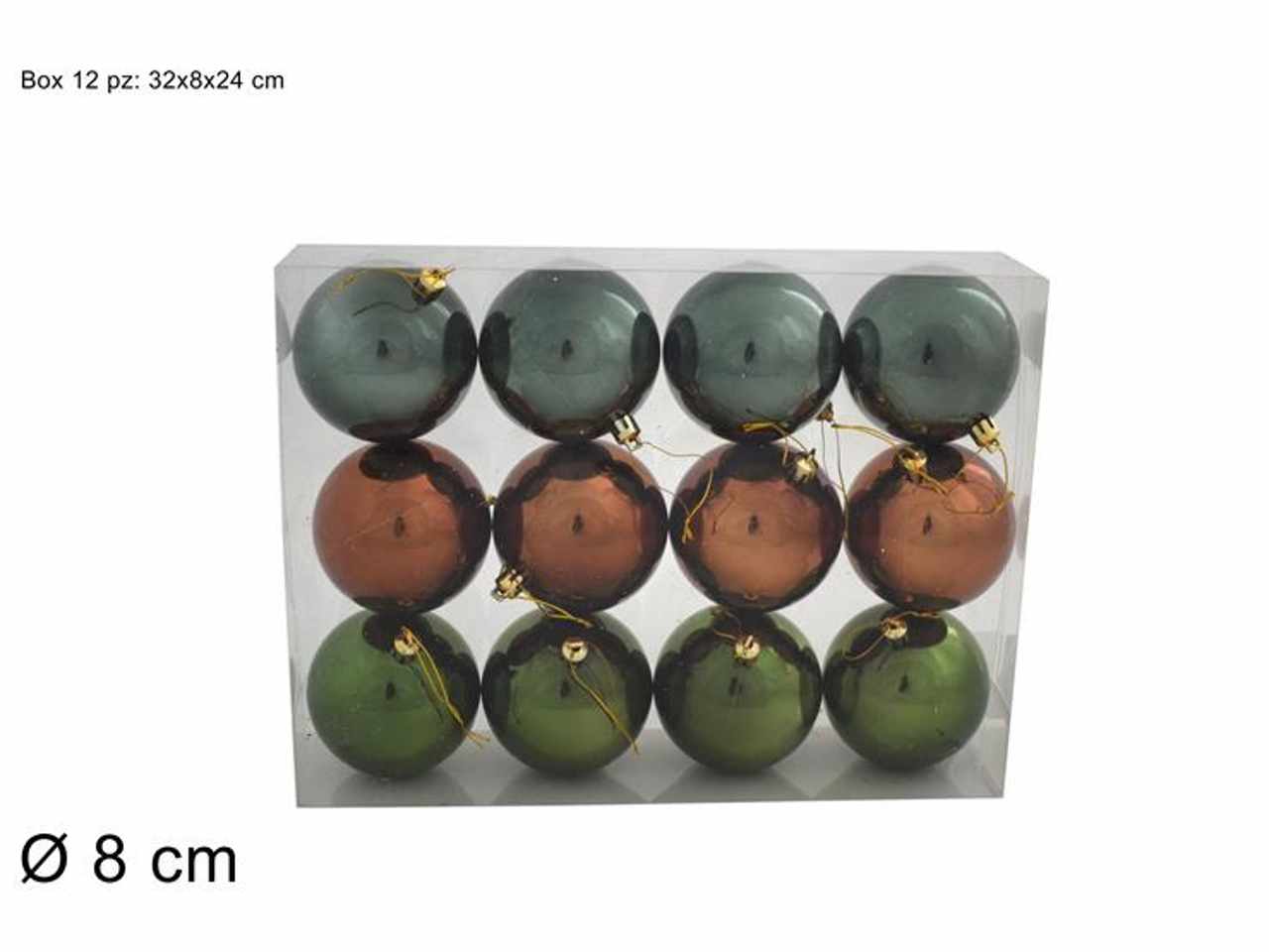 Palle plastica d.8cm lucide verde/marrone ca004405g