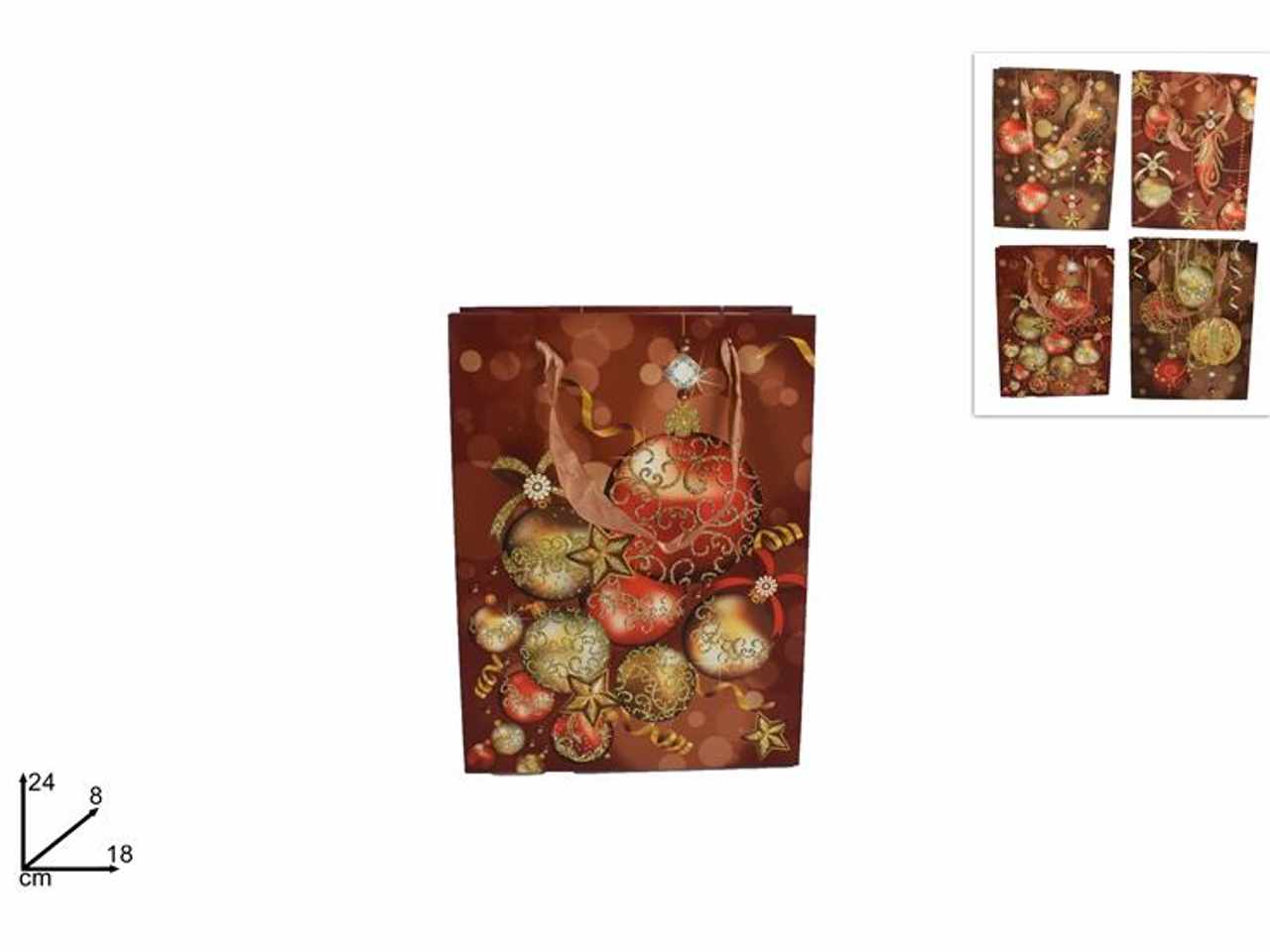 Busta shopper natalizia palline cm 24x18x8 4 ass. m367-1/2/3/4 s