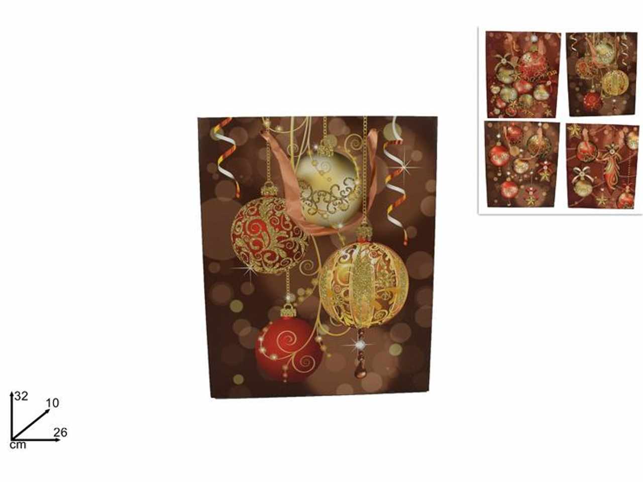 Busta shopper natalizia palline cm 32x26x10 4 ass. m367-1/2/3/4 m
