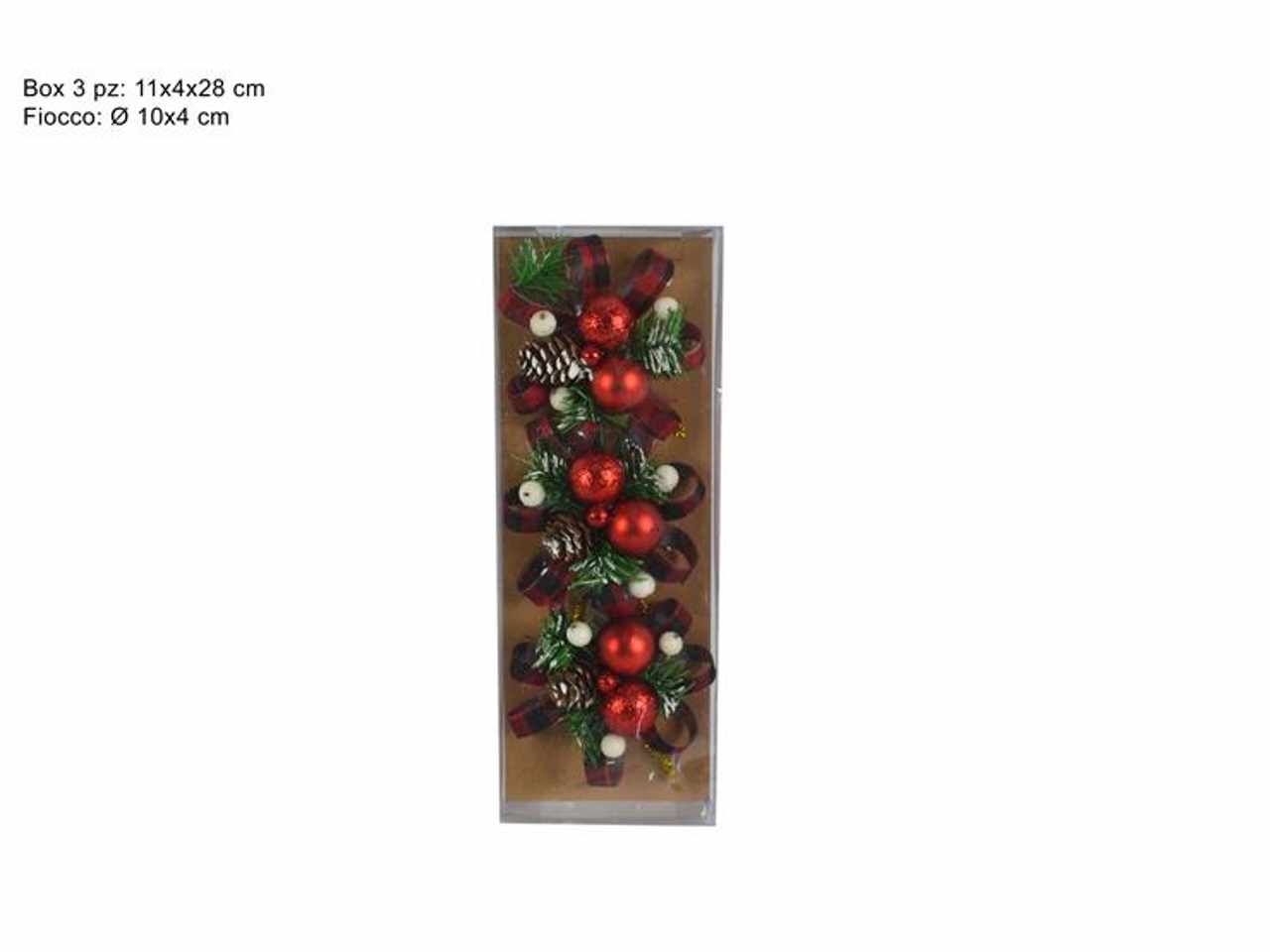 Fiocchi nero rosso con palline e pignest 3pz